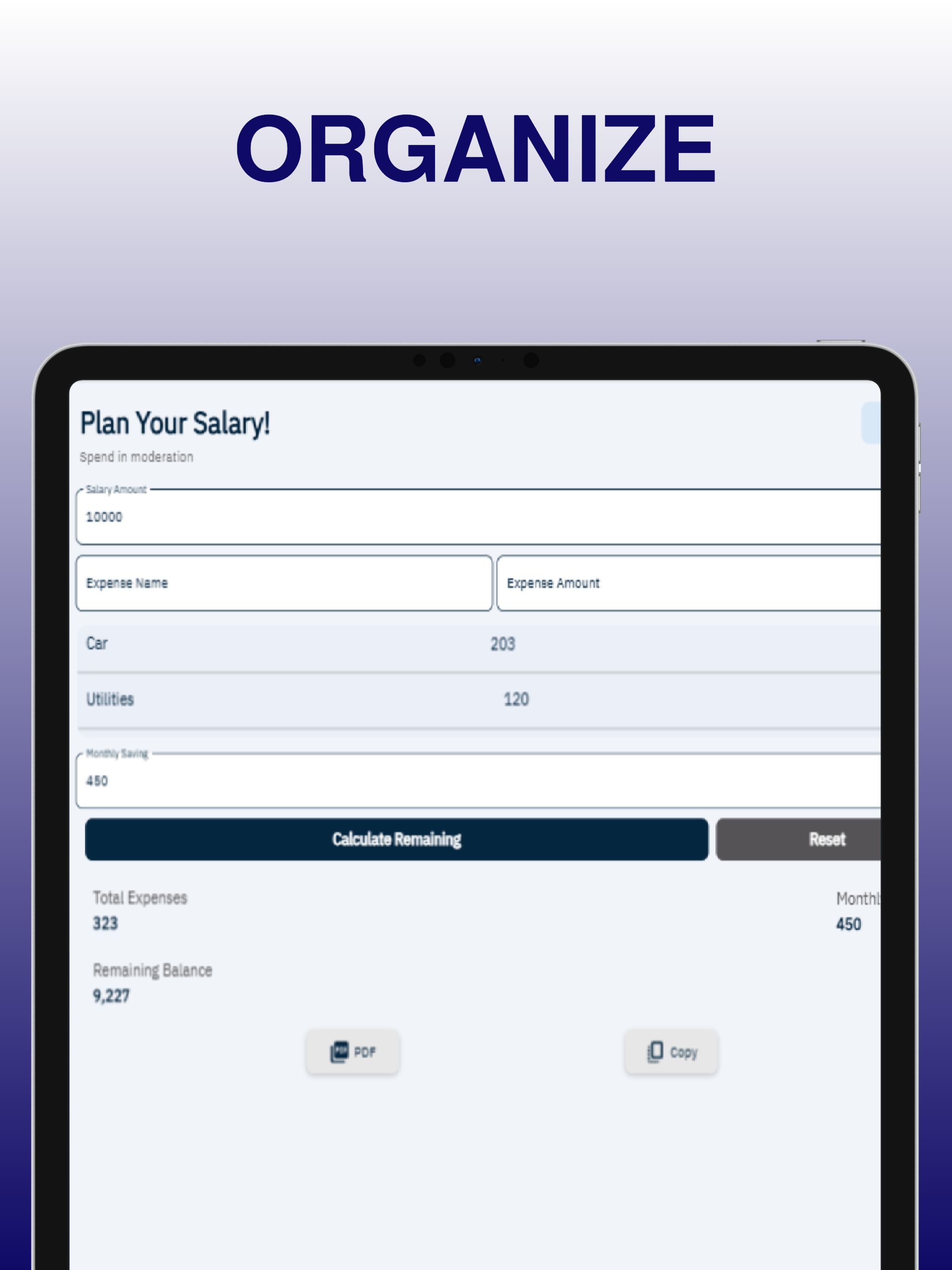 Salary Planner | موزع الراتب