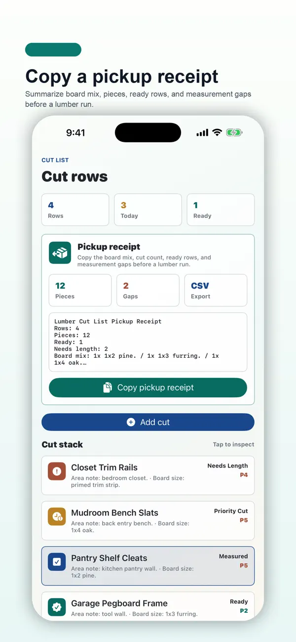 Screenshot #1 pour Lumber Cut List Pocket