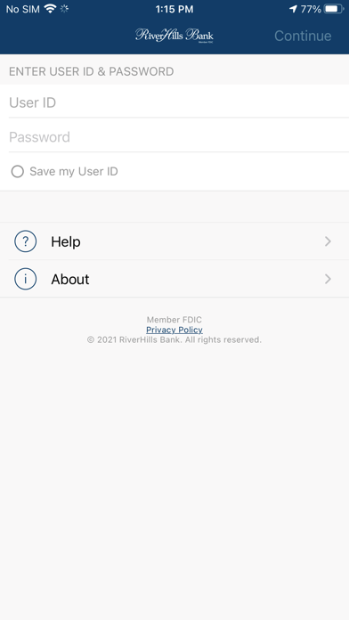 RiverHills Bank Mobile Screenshot