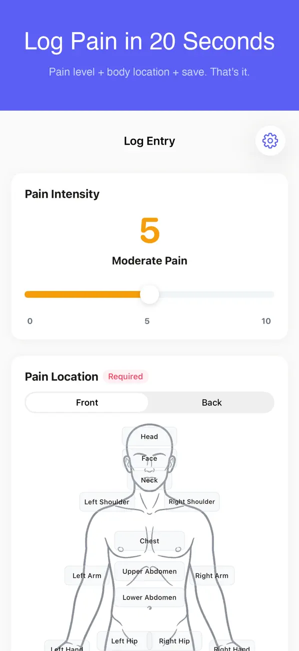 Screenshot #1 pour PainLog - Symptom Diary