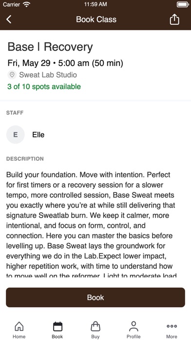 Sweat lab Studio Reformer screenshot