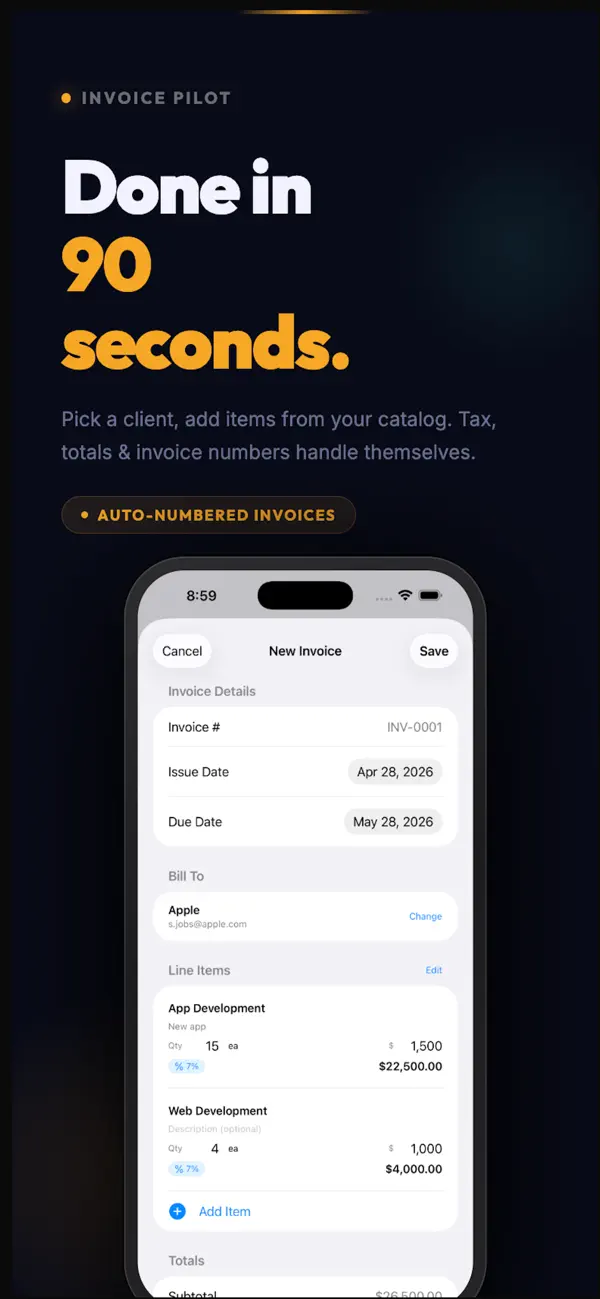 Screenshot #1 pour Invoice Pilot