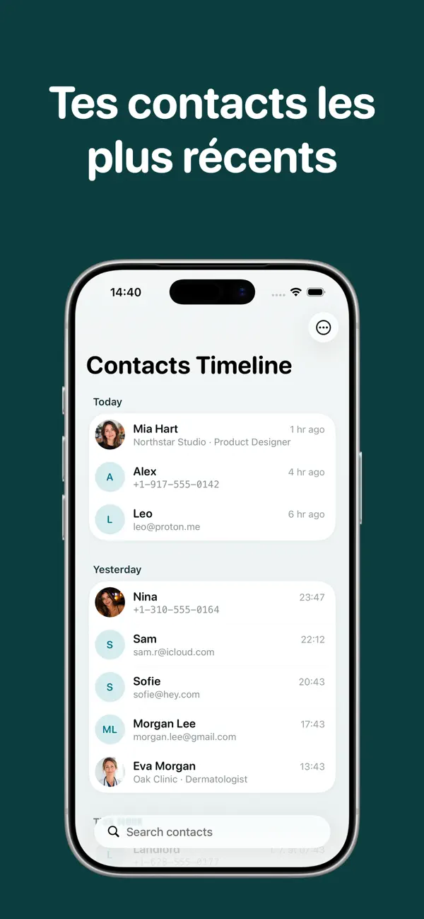 Screenshot #1 pour Recent Contacts Timeline