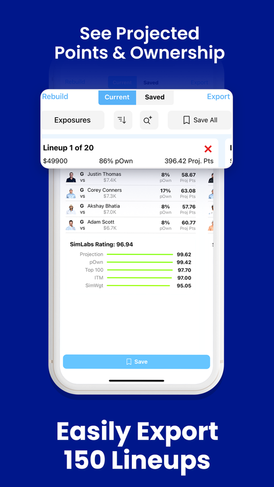 #4. DFS Lineup Optimizer - SimLabs (iOS) 게시자: RotoGrinders