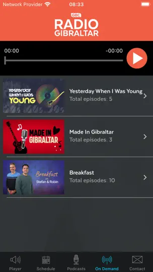 Captura de pantalla de Radio Gibraltar en iPhone 4
