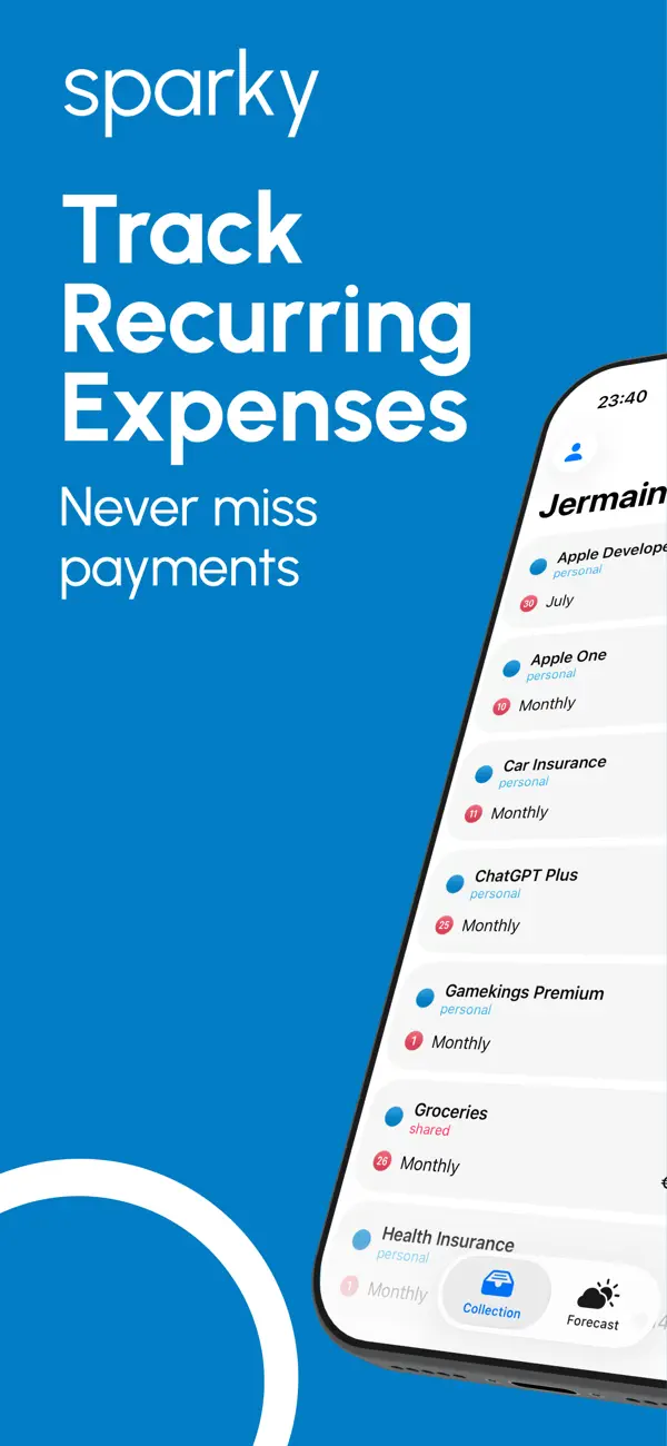Screenshot #1 pour Sparky: Subscriptions Tracker