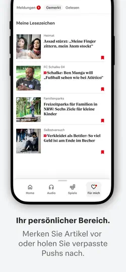 Screenshot von WAZ News auf dem iPhone 4