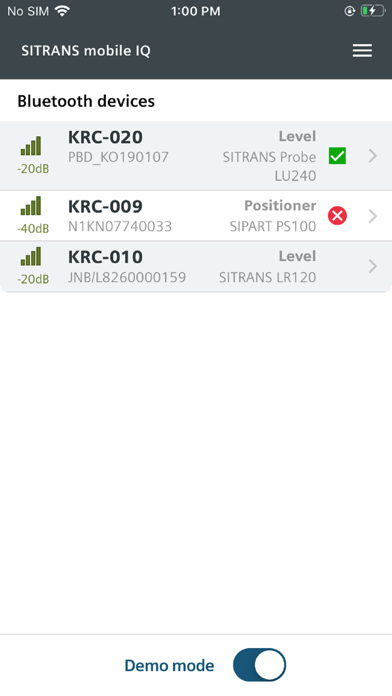 SITRANS mobile IQ Screenshot
