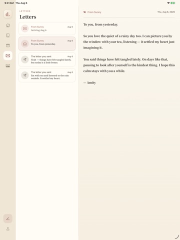 Dear me : Diary & Pen Pal iPad screenshot