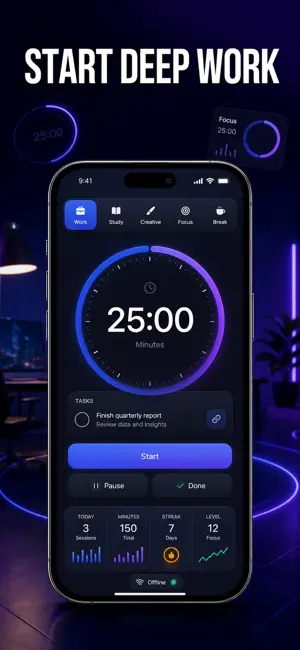 FocusLane Deep Work Timer screenshot 2