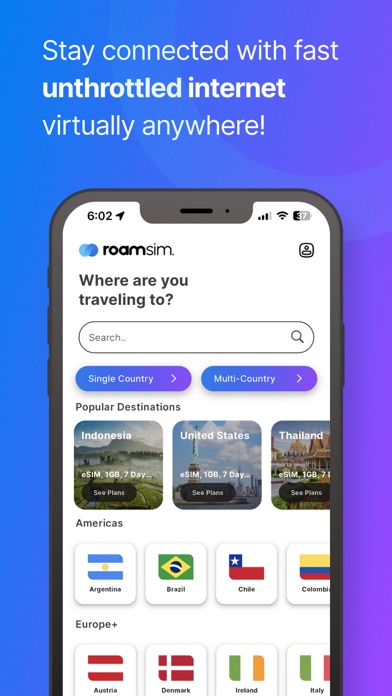 Roamsim | eSIM Travel Data Screenshot