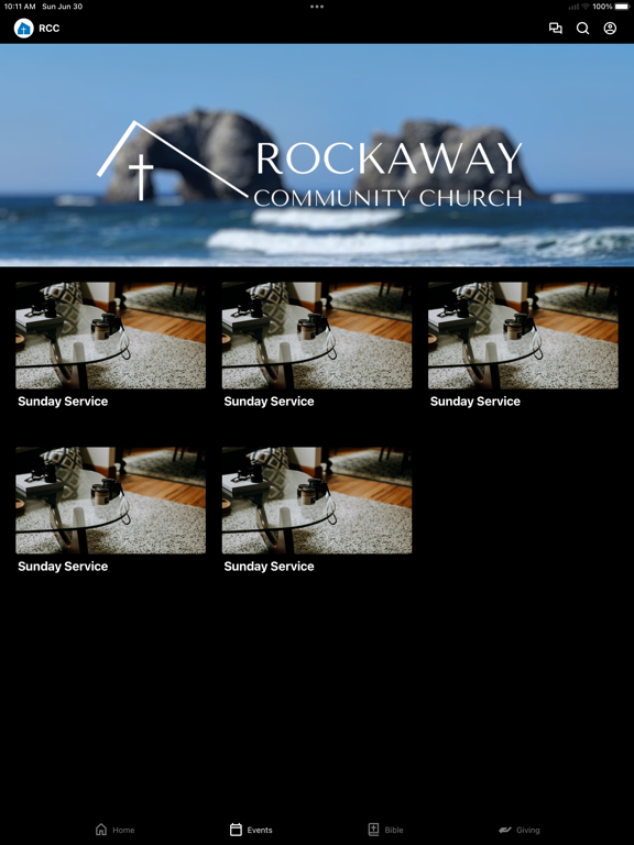 Rockaway Community Church iPad screenshot