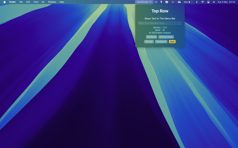 Top Row (macOS) 由: Mark Howard Top Row (macOS) 由: Mark Howard