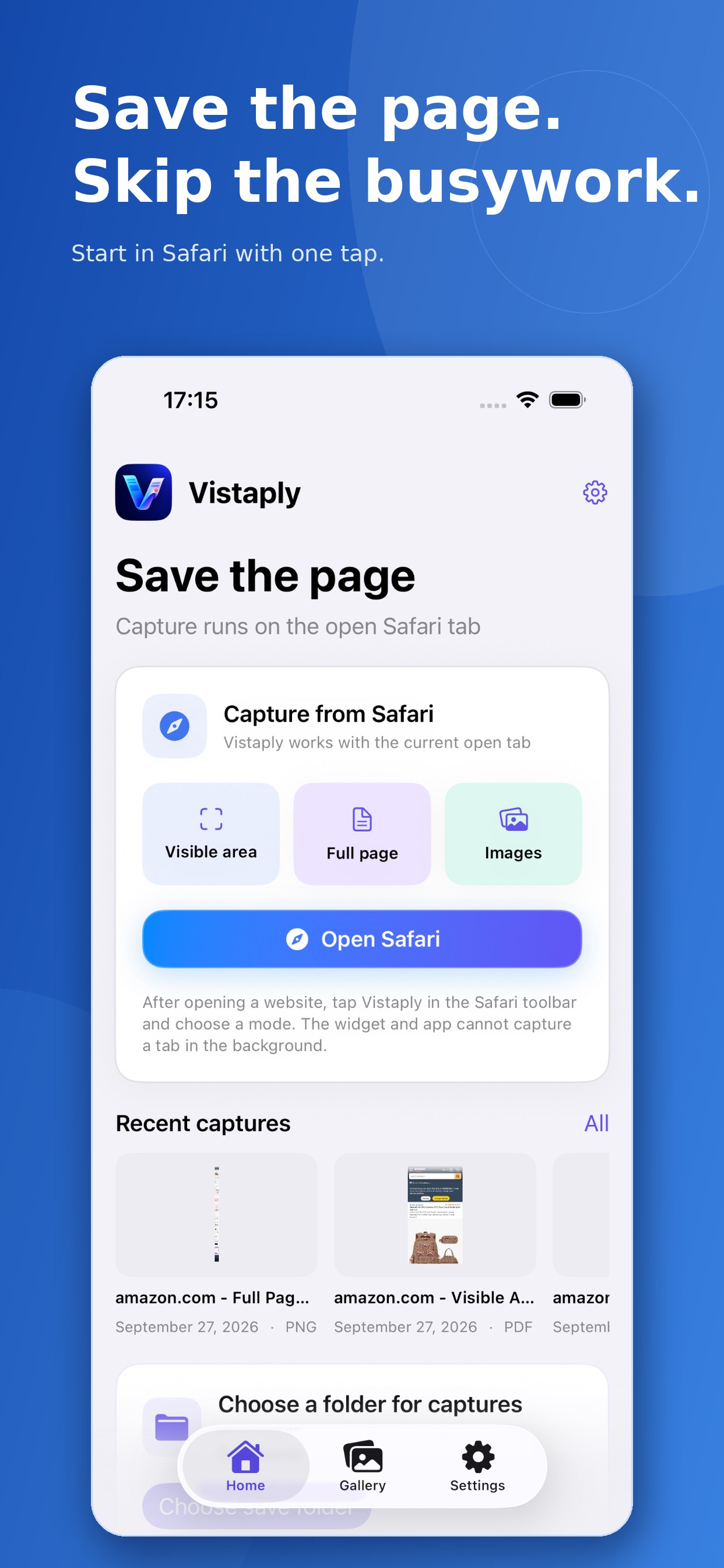 Screenshot 1 of Vistaply: Web Capture