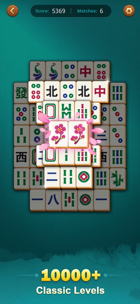 Mahjong Match：Classic Tiles！ - The game presents a vast array of unique tile designs, such as the elegant cherry blossom pattern, accompanied by satisfying matching animations.