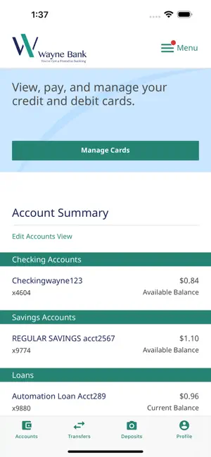 Wayne Bank and Trust E-Banking screenshot 3