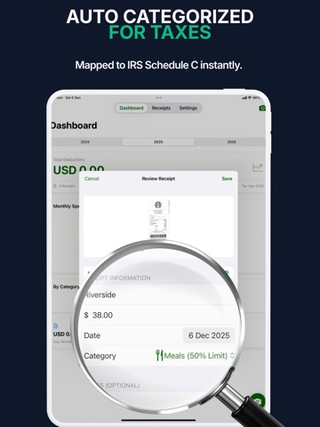 Receipt Scanner: VaultTax AI iPad screenshot