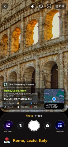 GPS Timestamp Camera - Geo Map iPhone screenshot