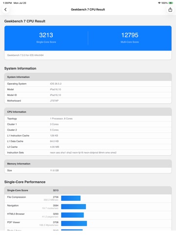 Geekbench 7 iPad screenshot 3
