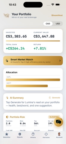 BloomVest: AI Stock Portfolio iPhone screenshot