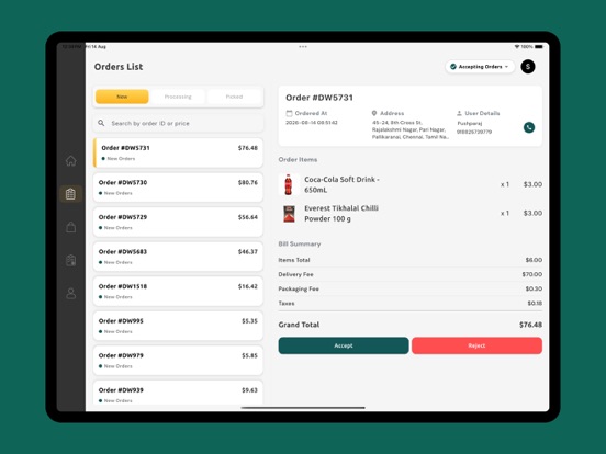 Delimart Order iPad screenshot