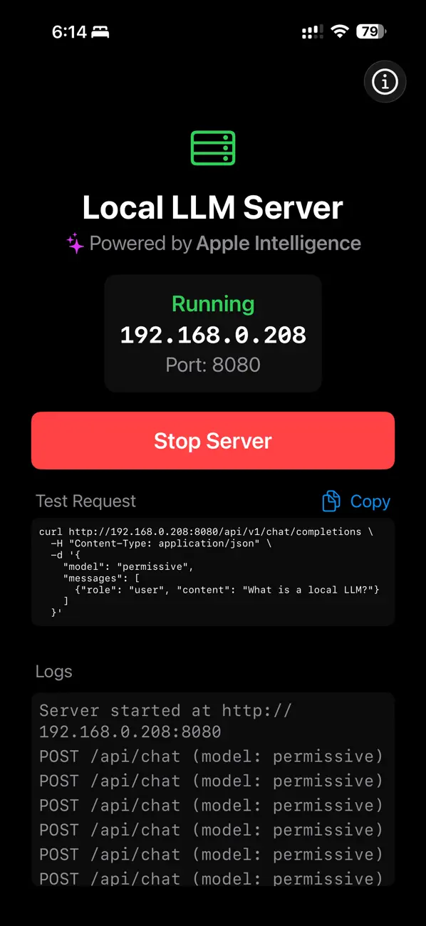 #1. Local LLM Server (iOS) Ved: Kevin Tang