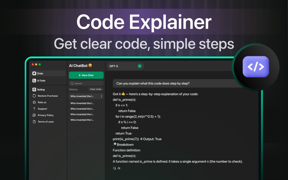 #4. Chatbot AI Ask Chat Assistant (macOS) 由: Rehana Yasmeen