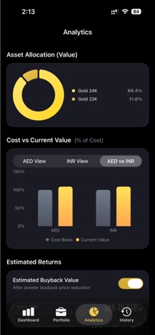 Gold Vault - Portfolio iPhone screenshot