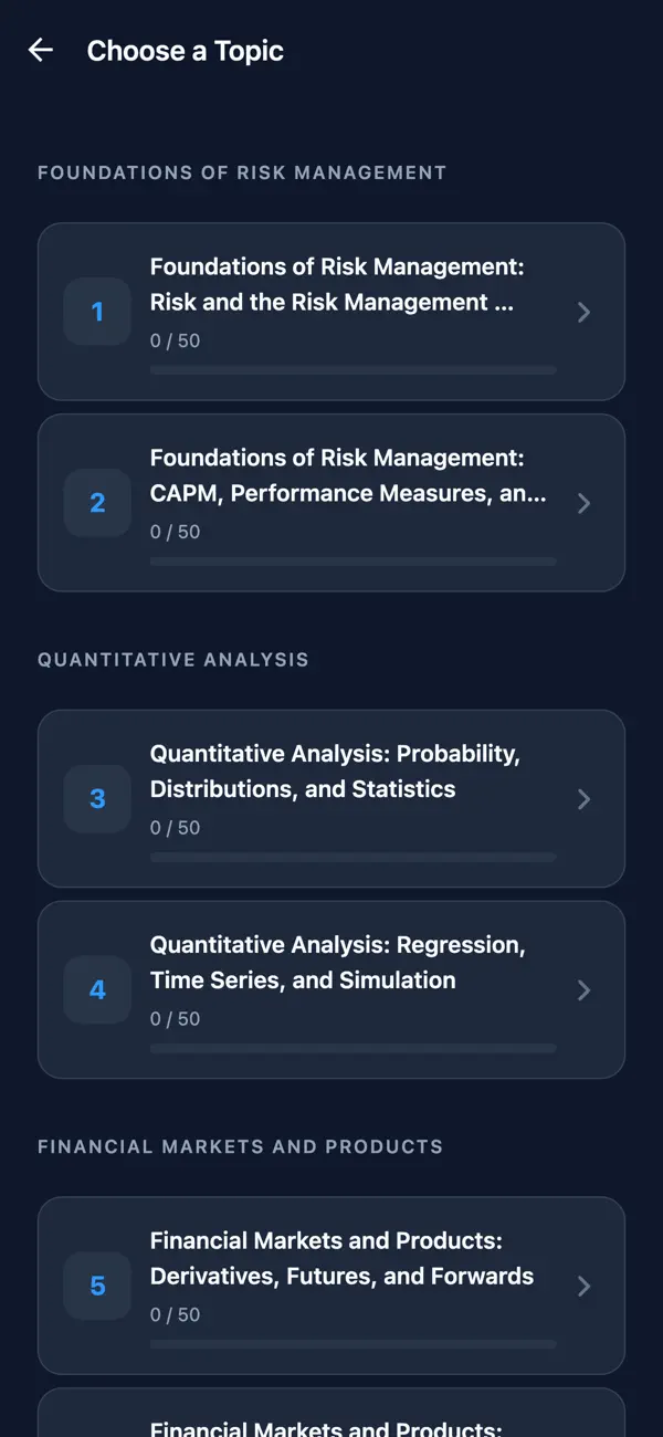 Screenshot #2 pour FRM Part 1 Exam Prep