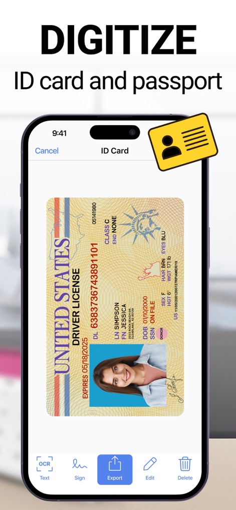 Photo to PDF Convert Scanner + - 運転免許証などの身分証明書を高品質でスキャンし、デジタルデータとして安全に保存することで、必要な時に素早くアクセスできます。