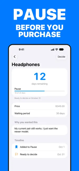 Pause: Smart Spending Wishlist screenshot 2
