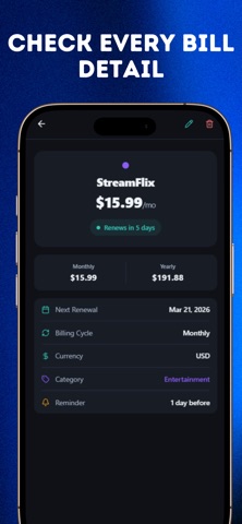 Subscription Reminder Tracker screenshot