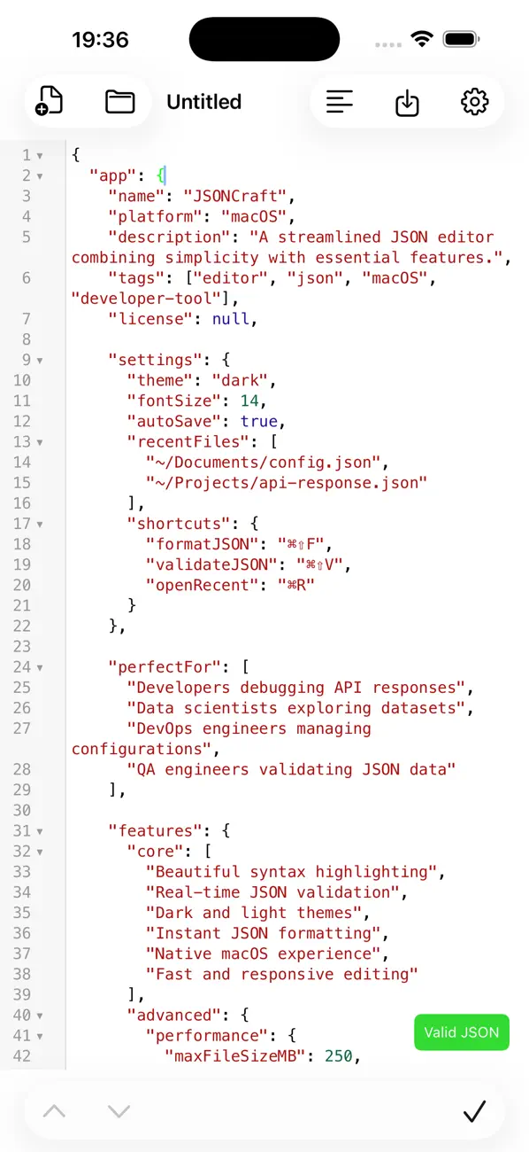 #2. JSONCraft - Editor & Formatter (iOS) Ved: Dor Pascal