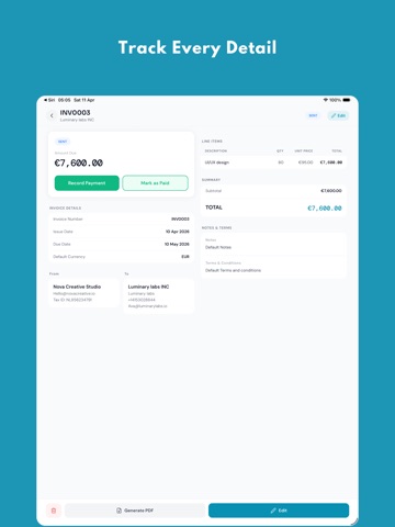 Invoqe - Invoice Maker iPad screenshot