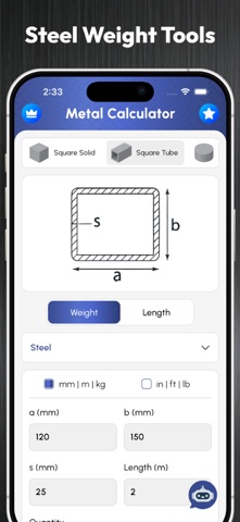 Steel Weight Toolbox iPhone screenshot