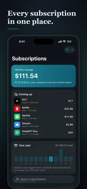 Dues: Subscription Tracker screenshot 1