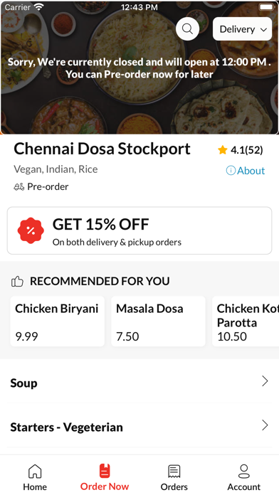 Chennai Dosa Stockport. Screenshot