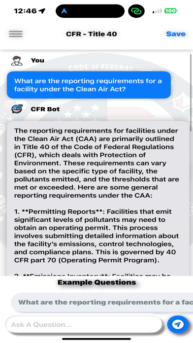 Screenshot 2 of CFR AI - Title 40 App