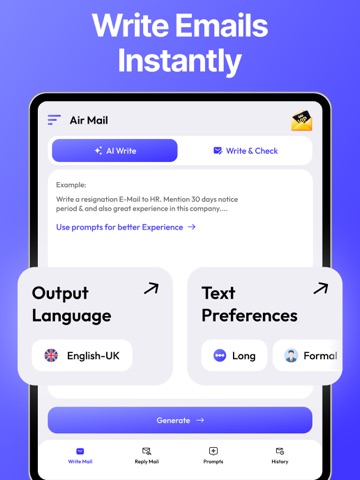 AI Email Generator - Air Mail iPad screenshot