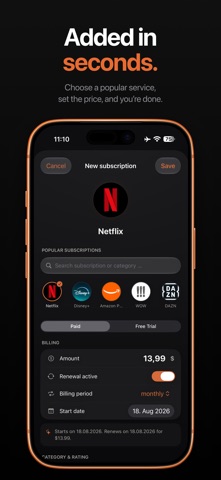 Subs Subscription Tracker Screenshot 5 of 8