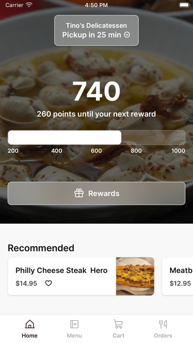 Tino's Delicatessen app screenshot