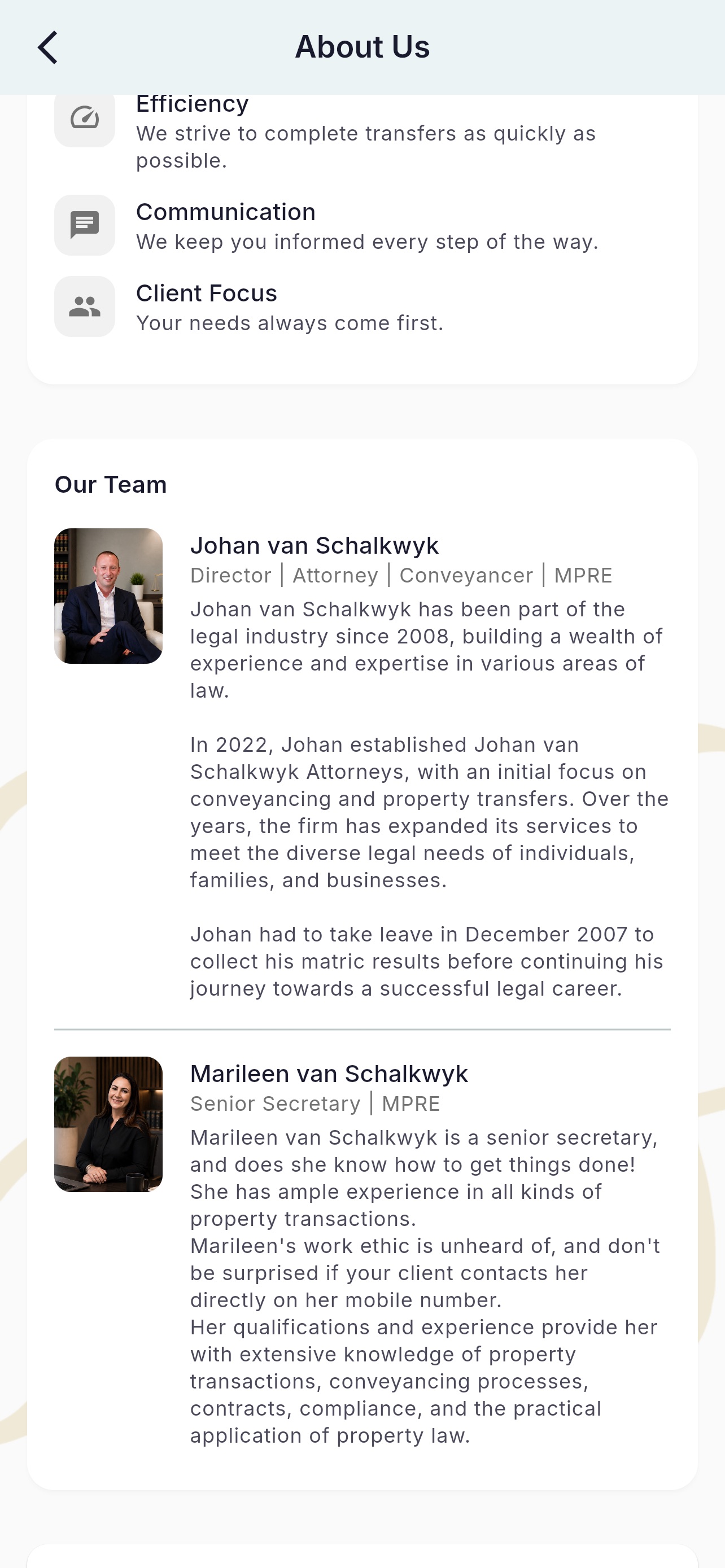 Screenshot 3 of Johan van Schalkwyk Attorneys