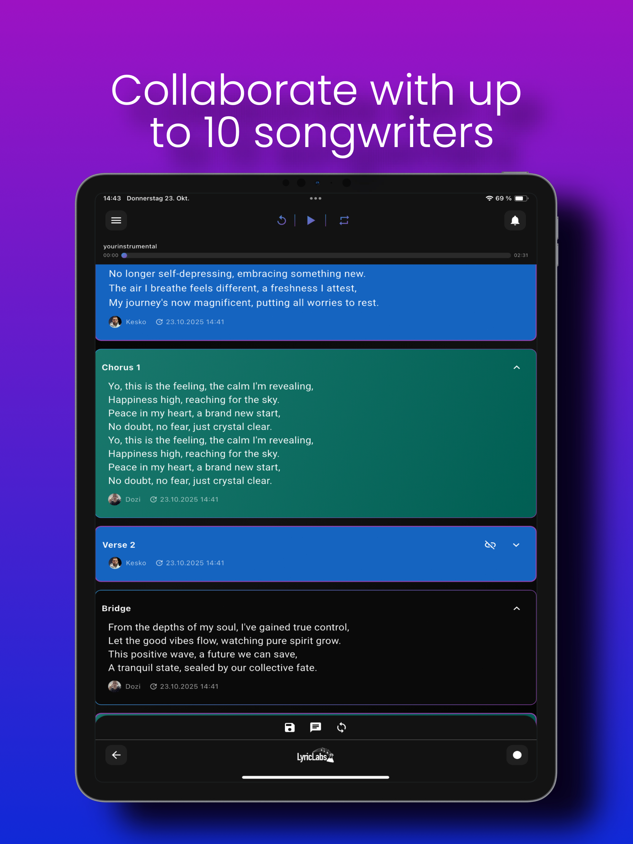 Songwriting App - LyricLabs