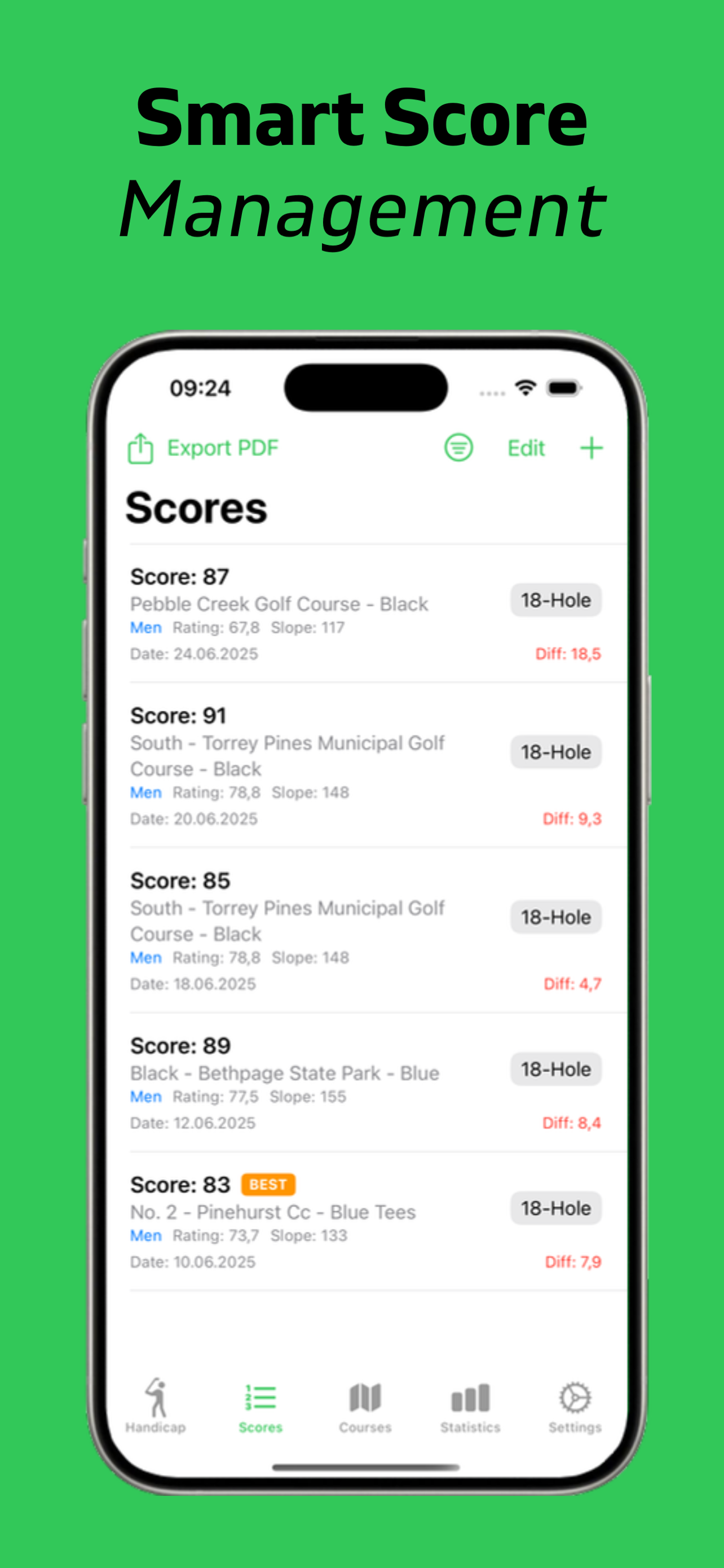 Golf Handicap Calculator Cap18 screenshot 2