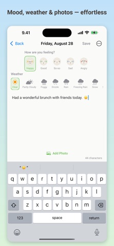 NoDiary: Daily Mood Journal iPhone screenshot