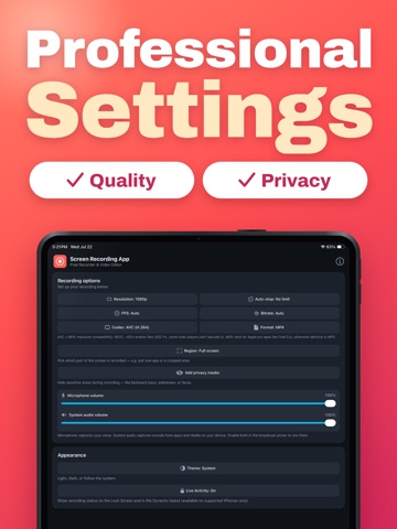 Screen Recording App ◉ iPad screenshot