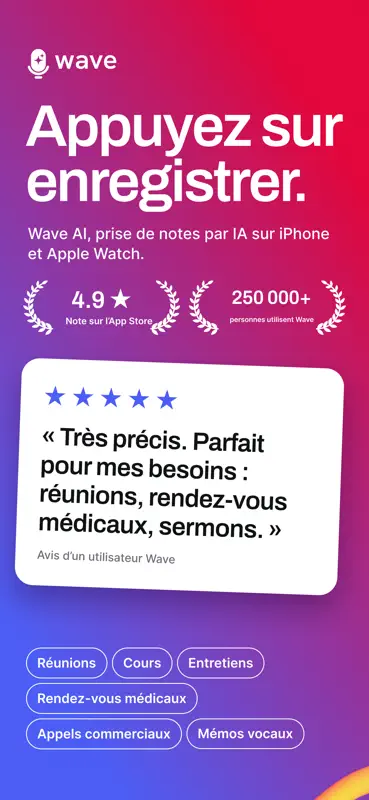 Wave - Bloc-notes IA & Résumés screenshot 10 of 10