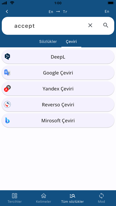 Turkish English Dictionary - Screenshot
