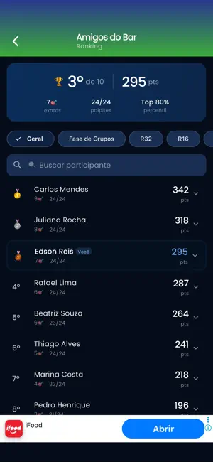 Bolão Copa 2026: Palpites iPhone screenshot 1
