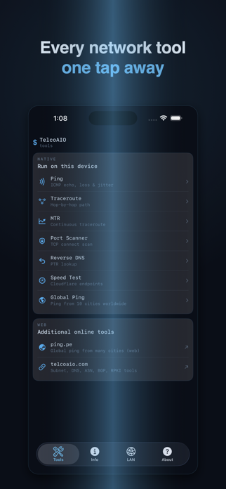 Telcoaio - Network Toolbox Screenshot 1 of 6